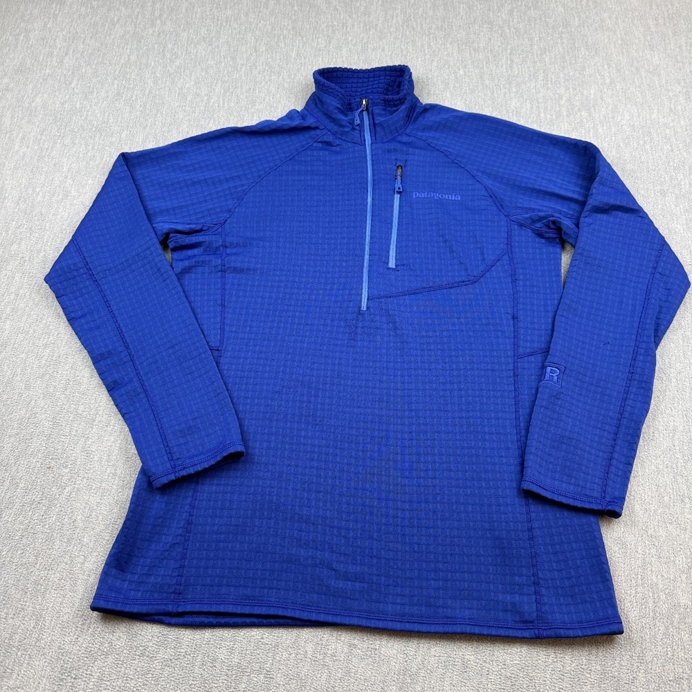 Patagonia Sweater Womens Medium Blue R1 1/2 Zip Grid Fleece Pullover 40118‎